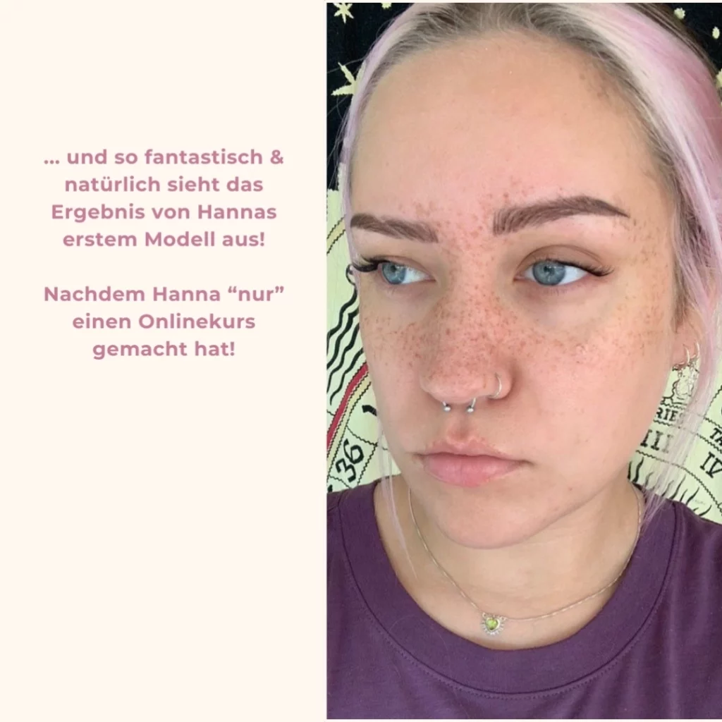 Hannas Ergebnis und Erfolg mit Onlinekurs Hannah Junker Sommersprossen stechen