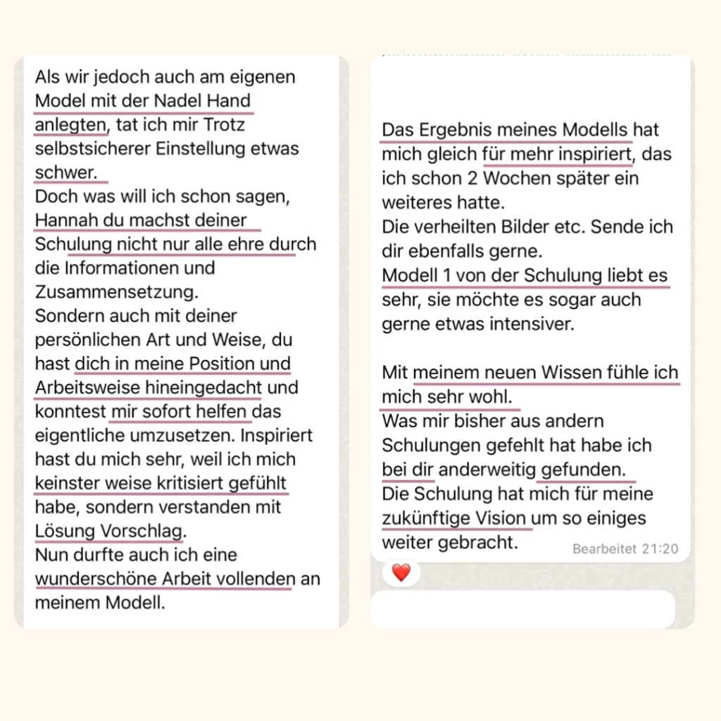 Josephines klare Empfehlung für das Live Training von Hannah Junker zum Lernen Sommersprossen zu pigmentieren